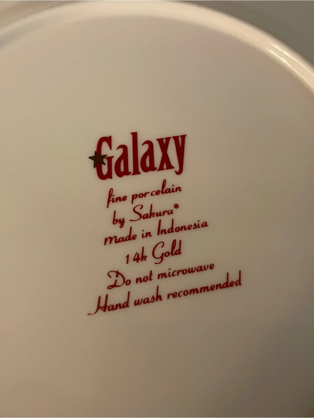 Galaxy by Sakura Red or Blue and White Salad Plate with 14K Gold Accents